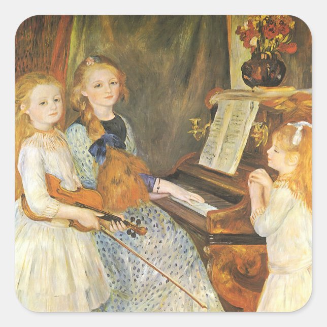 Töchter von Catulle Mendes von Pierre Renoir Quadratischer Aufkleber (Vorderseite)