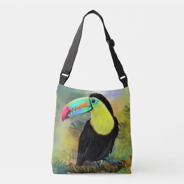 Toco Toucan Bird Crossbody oder Tote Bag Tragetaschen Mit Langen Trägern (Vorderseite)