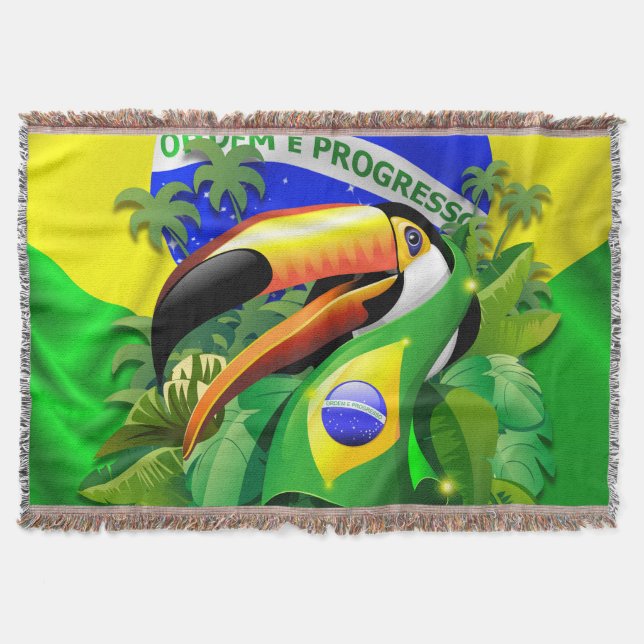 Toco Toucan mit brasilianischer Flagge Decke (Vorderseite)