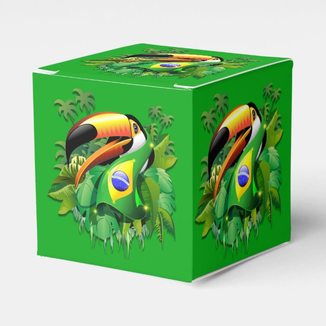 Toco Toucan mit brasilianischer Flagge Geschenkschachtel (Vorderseite)