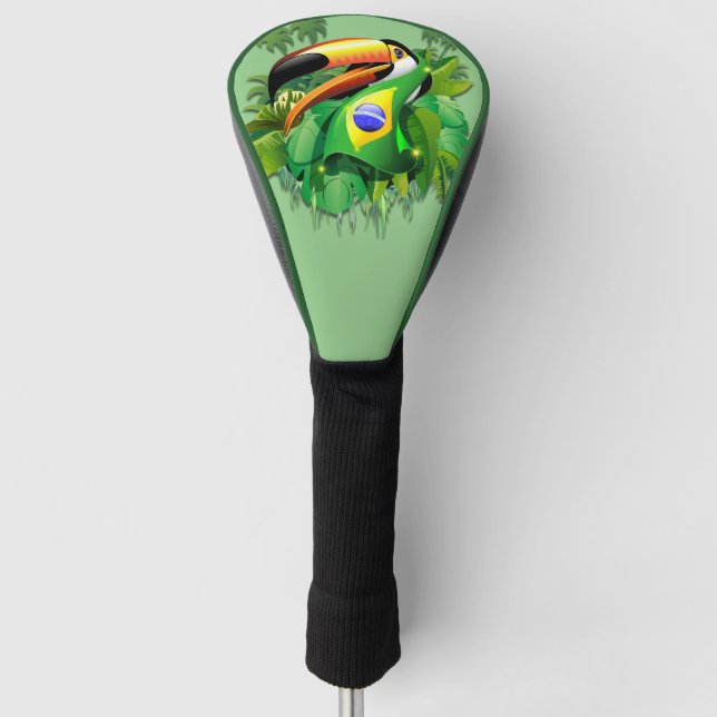 Toco Toucan mit brasilianischer Flagge Golf Headcover (Vorderseite)