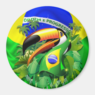 Toco Toucan mit brasilianischer Flagge Magnet