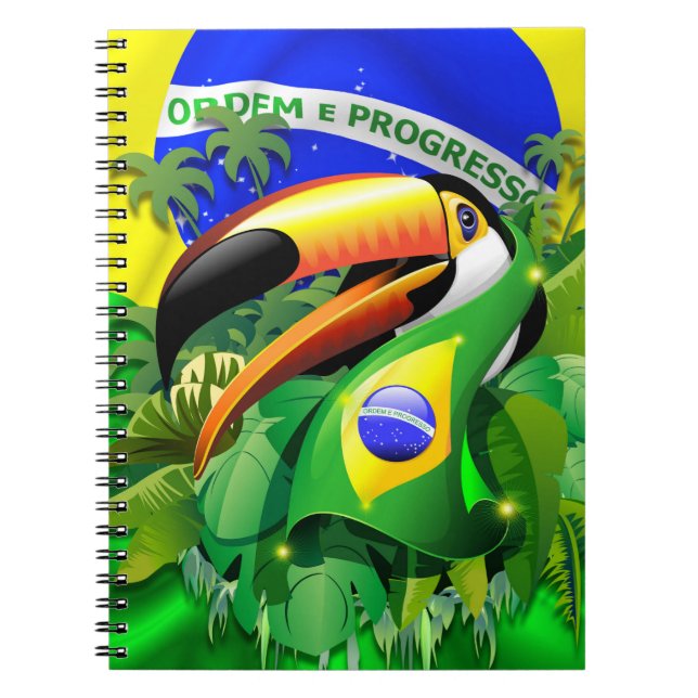 Toco Toucan mit brasilianischer Flagge Notizblock (Vorderseite)