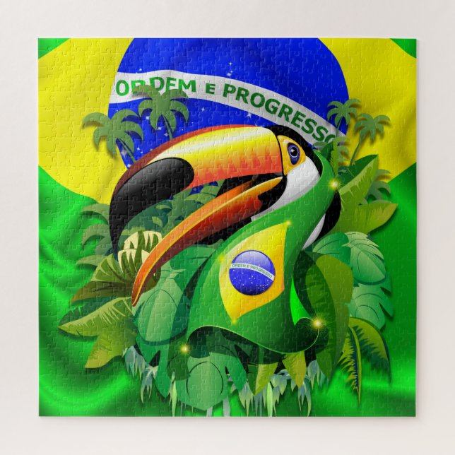 Toco Toucan mit brasilianischer Flagge Puzzle (Vertikal)