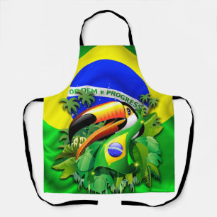 Toco Toucan mit brasilianischer Flagge Schürze