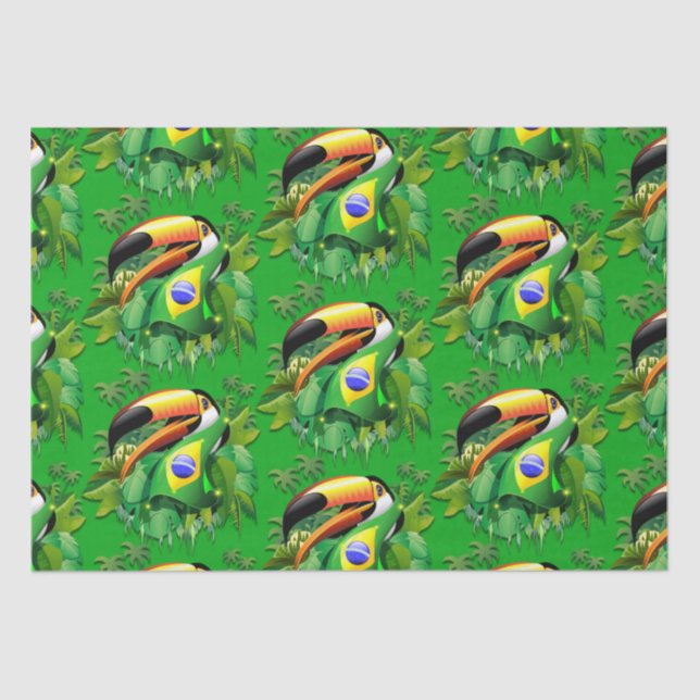 Toco Toucan mit brasilianischer Flagge Seidenpapier (Vorderseite)