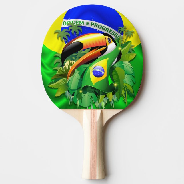 Toco Toucan mit brasilianischer Flagge Tischtennis Schläger (Vorderseite)