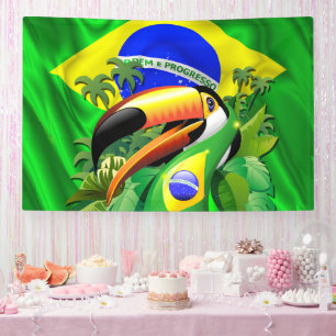 Toco Toucan mit Brasilien Flag Krawatte Banner
