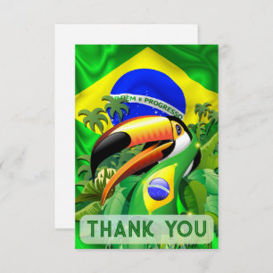 Toco Toucan mit Brasilien Flag Krawatte Dankeskarte