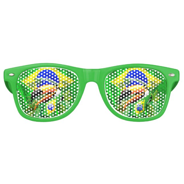 Toco Toucan mit Brasilien Flag Krawatte Partybrille (Vorderseite)