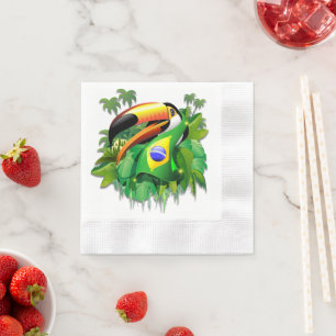 Toco Toucan mit Brasilien Flag Krawatte Serviette