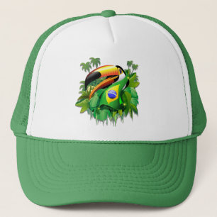 Toco Toucan mit Brasilien-Flaggenhüten Truckerkappe