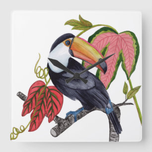 Toco Toucan Quadratische Wanduhr