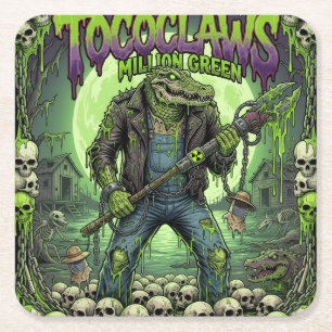 TOCOCLAWS Million Green Alligator Monster Wurfkiss Rechteckiger Pappuntersetzer