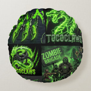 TOCOCLAWS Neon Grün Electric Dragon - Million Grün Rundes Kissen
