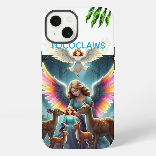 TOCOCLAWS Schutzengel & Waldhirsche Fantasy  iPhone Hülle (Rückseite)