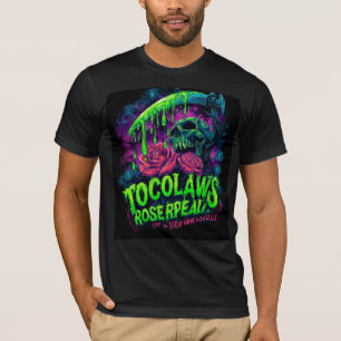 TOCOCLAWS Sensenmann-Totenkopf-Schleim-Rose-Horror T-Shirt