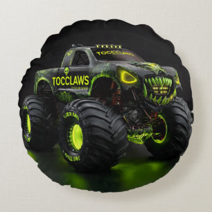 TOCOCLAWS Sumpfbestie: Toxische Schädel-Monstertru Rundes Kissen