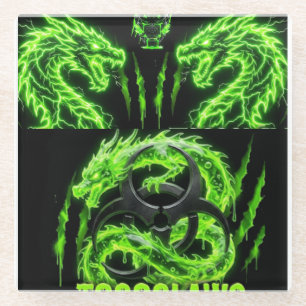 TOCOCLAWS Zwilling Neon Grün Lightning Dragons Glasuntersetzer