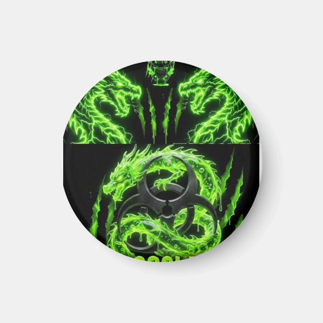 TOCOCLAWS Zwilling Neon Grün Lightning Dragons  Magnet (Vorne)
