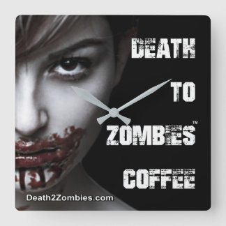 Tod an der Zombies-Kaffeenzeitschrift Quadratische Wanduhr