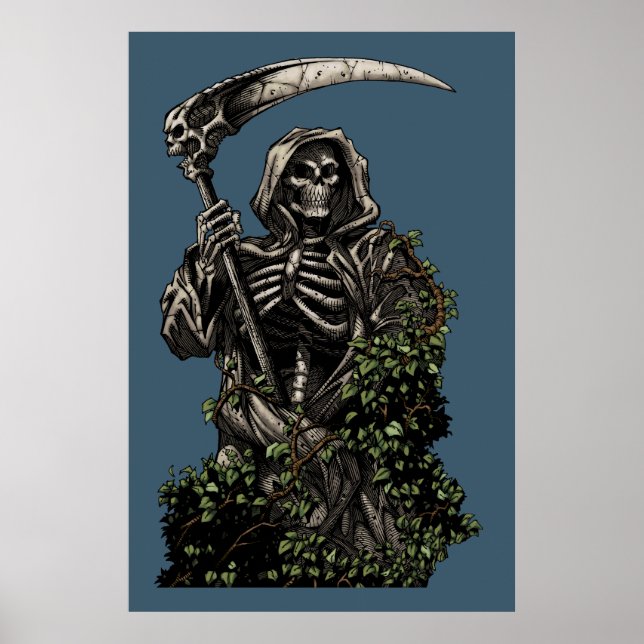 Tod - böser Skeleton Grim Sensenmann mit Scythe Poster (Vorne)