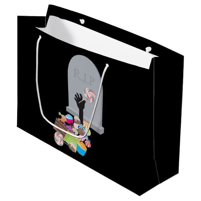 Tod durch Candy Halloween Design Große Geschenktüte (Vorderseite Schrägansicht)