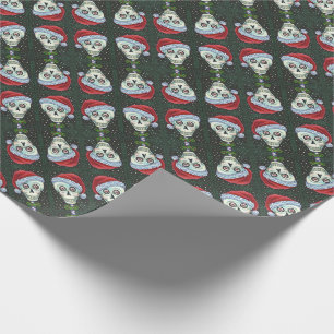 TOD HEAD SANTA SKULL, CHRISTMAS SKELETON SPASS GESCHENKPAPIER