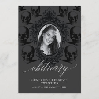 Tod Ihrer 20's Obituary Card Einladung