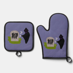Tod im Friedhof Halloween Ofenhandschuh & Topflappen-Set