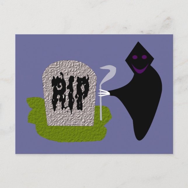 Tod im Friedhof Halloween Postkarte (Vorderseite)