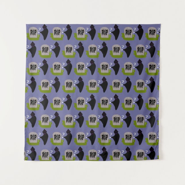 Tod im Friedhof Halloween-Tapestry Wandteppich (Vorderseite (Horizontal))