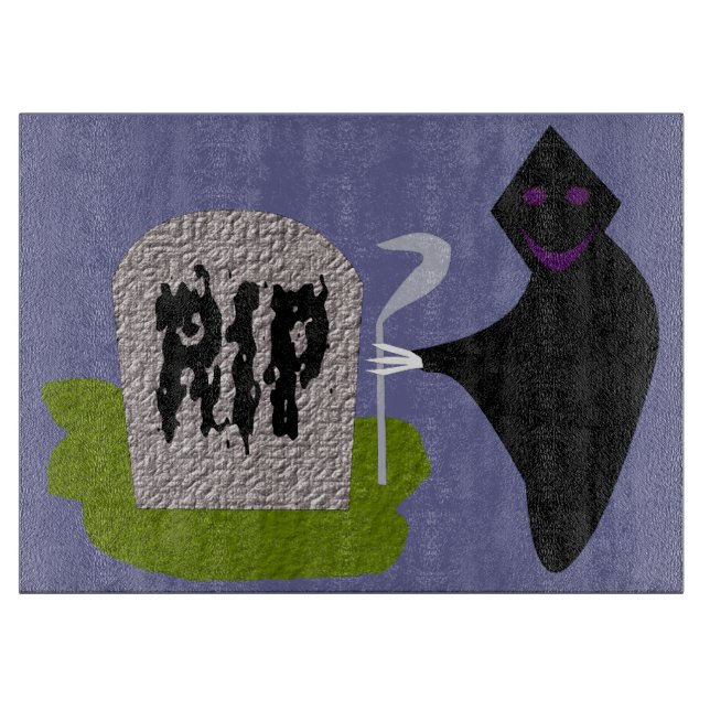 Tod im Friedhof HalloweenGlass Cutting Board Schneidebrett (Vorderseite)
