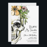 Tod in meinem 20er Geburtstagskull Einladung<br><div class="desc">Feiern Sie das Ende Ihrer 20er Jahre mit dieser wunderschönen "Death to 20s"-Einladung,  die einen Aquarellschädel mit rosa und gelben Blumen am Kopf beherbergt. Personalisieren und anpassen Sie diese Einladung,  um es zu Ihrem eigenen zu machen. Weitere Party- und Dekorationsartikel finden Sie unter Metro-Event.com und Metro-Events auf Zazzle.</div>
