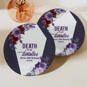 Tod in meinen zwanziger Jahren, florales 30. Gebur Pappteller