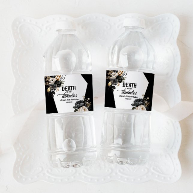 Tod in meinen zwanziger Jahren, florales 30. Gebur Wasserflaschenetikett (Von Creator hochgeladen)