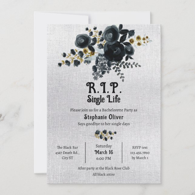Tod meines Single Leben Bachelorette Einladung (Vorderseite)