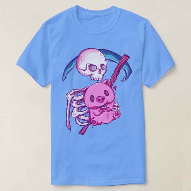 Tod mit seinem Schwein T-Shirt (Design vorne)