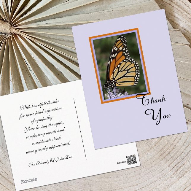 Tod oder Beileid Danke Postcard — Schmetterling Postkarte (Von Creator hochgeladen)