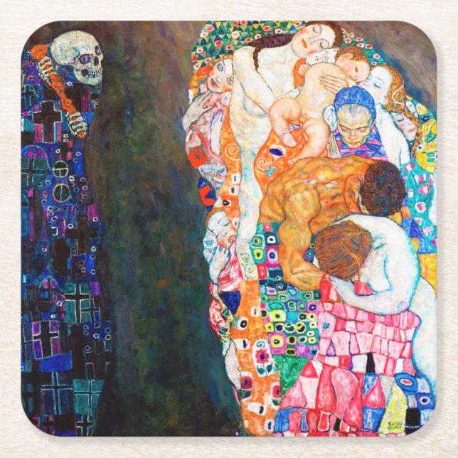 Tod und Leben, Gustav Klimt Rechteckiger Pappuntersetzer (Vorderseite)