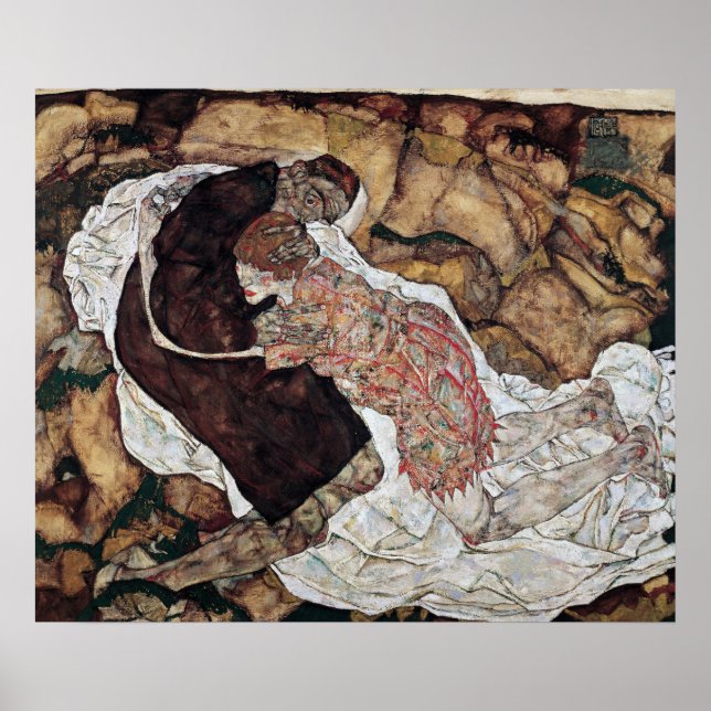 Tod und Mädchenmalerei von Egon Schiele Poster (Vorne)