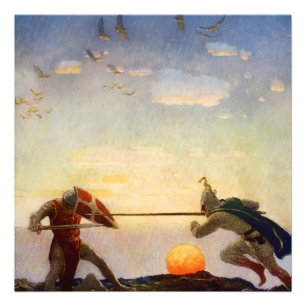 „Tod von König Artus und Sir Mordred“ von NC Wyeth Fotodruck