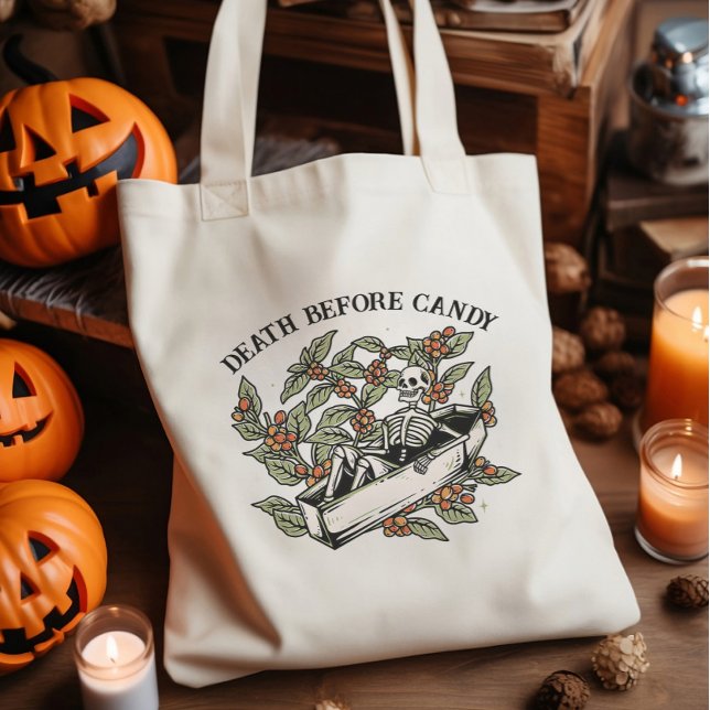 Tod vor dem Candy Skeleton Trick oder Treat Bag Tragetasche (death before candy)