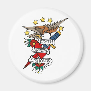 TOD VOR DISHONOR VINTAG TATTOO ART DRUCKEN MAGNET