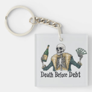 Tod vor Schulden - Vintage-Totenkopf-Illustration Schlüsselanhänger
