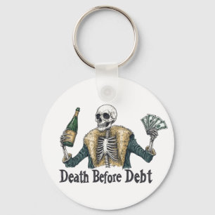 Tod vor Schulden - Vintage-Totenkopf-Illustration Schlüsselanhänger