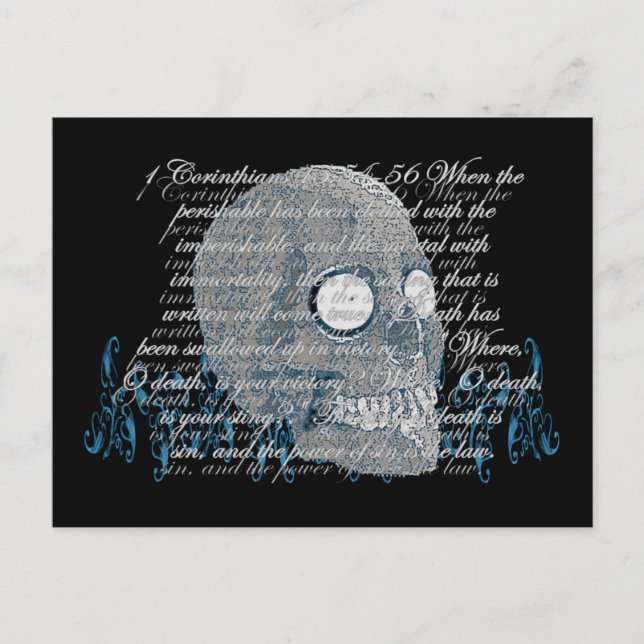 Tod, wo ist dein Sting? 1 Cor 15:54-56 Postkarte (Vorderseite)