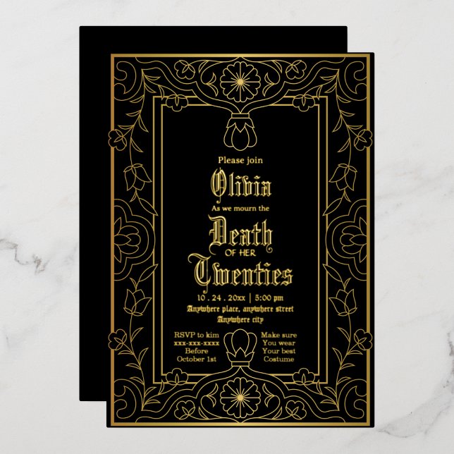 Tod zu meinem zwanzigsten Halloween, 30. Geburtsta Folieneinladung (Vorderseite/Rückseite)