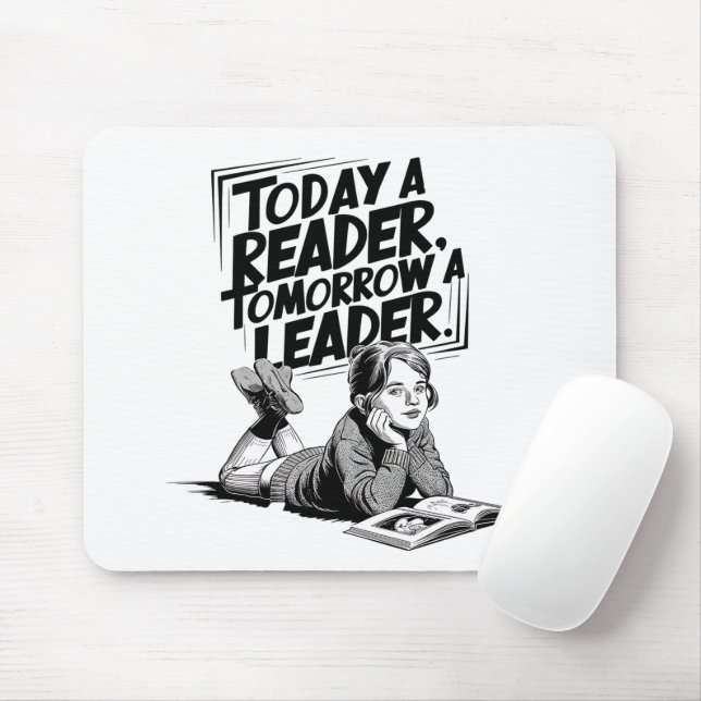 Today a Reader - Book Reading Girl - Bookworm Girl Mousepad (Mit Mouse)