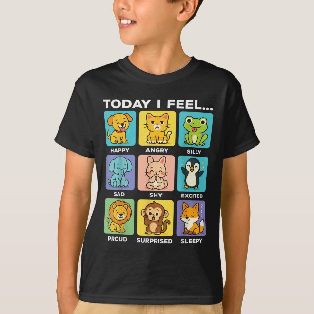 Today I Feel... Funny Animals Emotional Boxes Emot T-Shirt (Vorderseite)